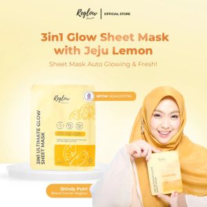 Sheetmask Reglow Skincare Dr Shindy Original - 3in1 Glow Sheet Mask with Jeju Lemon "Instan Glowing" Masker Wajah Glowing Putih Bebas Noda Hitam Masker Muka Glowing dan Putih Masker Mengangkat Komedo