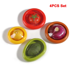 4pcs Reusable Food Saver Box Half Cut Fruit Refreshing Retractable Film Storage Container Vegetable Fruit Preservation Seal Cover Kitchen Tools ，Refrigerator Organizer Food Sealed Storage Box Refrigerator Fruit Meat Vegetable Storage Box