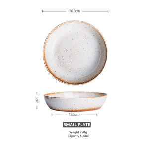 OMK Vintage style rough pottery craft deep plate ceramic tableware salad bowl