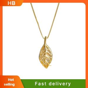 HB Elegant Rhinestone Tree Leaf Pendant Necklaces For Women Shiny Zircon Stainless Steel Metal Leaves Choker Simple Clavicle Chain