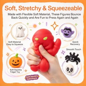 Halloween Slow Rising Squishy Toy Stress Relief Squeeze Toy Cute Mochi Dumpling Halloween Decoration Party Favor Gift
