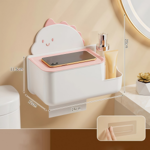 Bathroom Countertop Skincare Storage Box Wall-mounted No-drill Household Tissue Holder and Dispenser