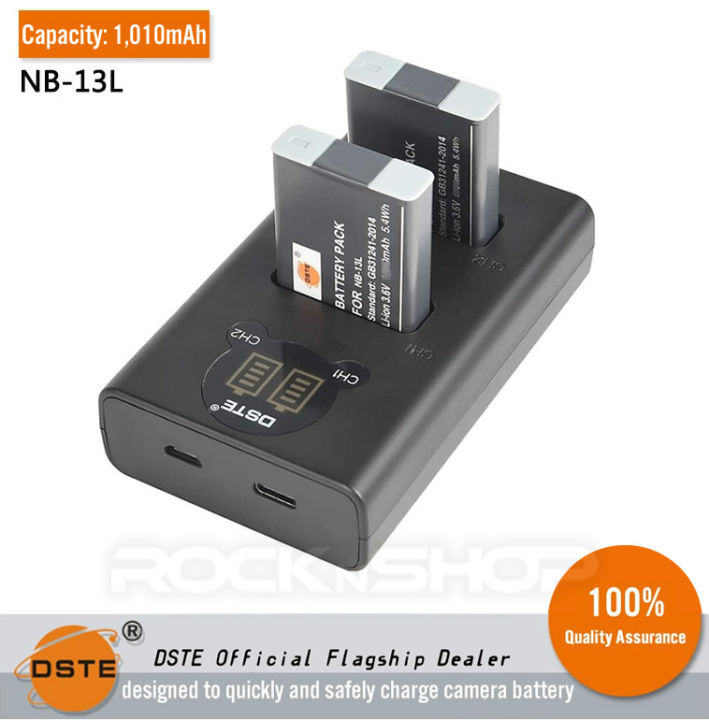 Pack 2 Batteries NB-13L + Chargeur Voyage - Compatible Canon PowerShot G5X G7X G9X Etc. - 11