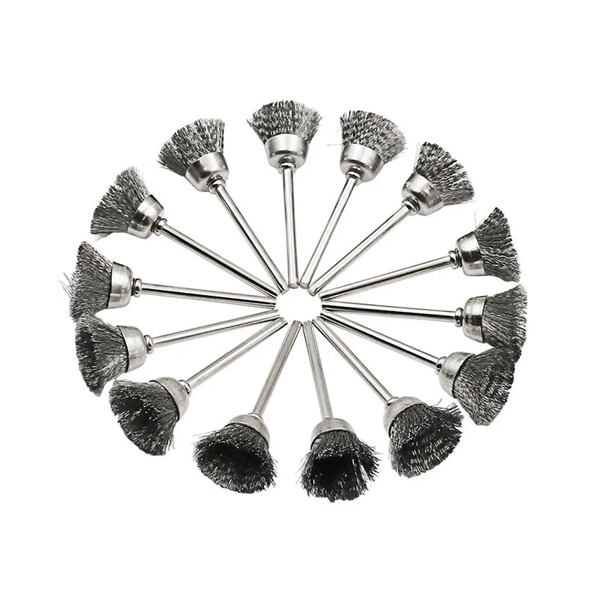9Pcs/set Steel Wire Brass Mini Brush Rotary Tool For Dremel Drill Polishing Grinding Wheel T-shaped Small Brush Accessories - View #7