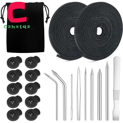 [LA19REA]Baseball Glove Lace Kit Baseball Glove Repair Lacing Kit Include 2 Leather Laces 10 Lace Locks 9 Glove Lacing with Bag