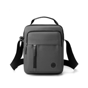Mens Stylish & Functional Waterproof Nylon Shoulder Bag (Black/Grey) | Anti-Theft Multi-Compartment | V8654