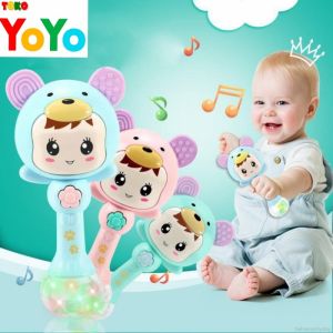 Mainan Montessori Edukasi Anak Bayi Rattle Stick Gigitan Teether Baby