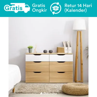 Dekoruma Sano Lemari Laci Kayu Susun - 6 Laci Serbaguna
