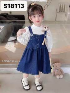 Dress Gemoy Anak Perempuan 2 in 1 Overall Jeans Import Anak Usia Bayi Sampai 4 Tahun