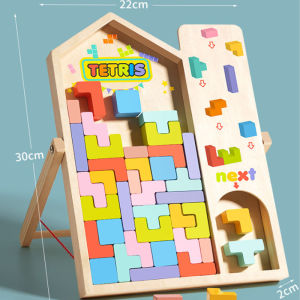 3D Wooden Tetris Building Block Kids Puzzle Block Game Brain Teaser Logical Educational Toys Montessori Toy