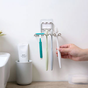 Stainless Steel Toothbrush Holder Toothpaste Razor Organizer Stand Wall-Mounted Shaver Storage Rack Bathroom Accessories