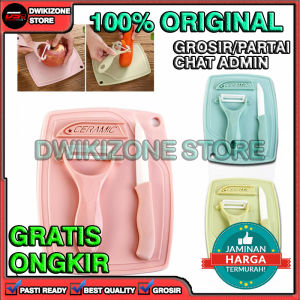 Pisau Dapur Keramik Set 3 In 1 Ceramic + Talenan