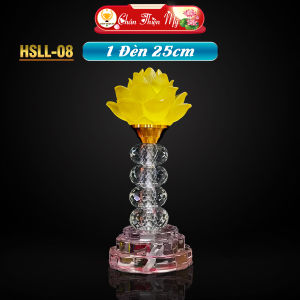 Đèn Thờ Cao Cấp CHÂN THIỆN MỸ Hoa Sen Lưu Ly Led 7 Màu Trang Trí Bàn Thờ HSLL-08