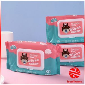 ทิชชู่เปียกทําความสะอาด ทิชชู่เปียก กระดาษทิชชู่เปียก ทิชชูเปียก 80 แผ่น ของขวัญกิจกรรม Baby hand and mouth wipes