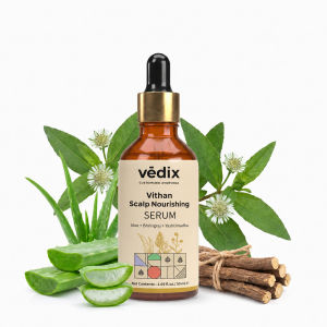 Vedix Vithan Pro Ayurvedic Hair Serum - 50 ml | Helps Reduce Breakage & Supports Fuller-Looking Hair | With Aloe Bhringraj & Yashtimadhu | Leave-In Scalp Serum For Men & Women