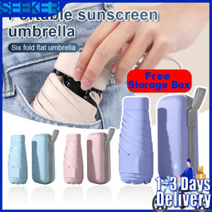 【✅SG stock】SPF50+Mini Sun Umbrella Folding Umbrellas Small Pocket Sunny lightweight Creative vinyl UV Protect Protection Sun Umbrella Pocket