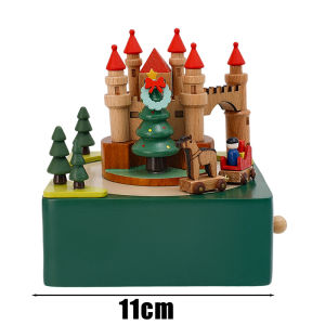 Dizoey Christmas Wooden Music Box Present Christmas Train Musical Box Smart Castle Toy Birthday Present for Lover Friends and Children