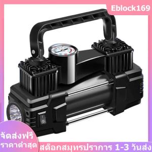 12V 150psi Car Electric Air Pump พร้อมมาตรวัดความดันอัตโนมัติปั๊มพองได้สองกระบอกสูบรถยางรถยนต์ที่มีไฟ LED