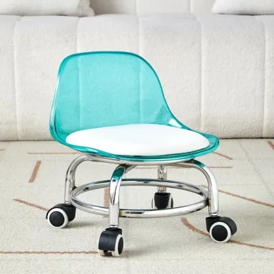TRANQUIL Acrylic Ghế thấp Bánh xe im lặng Bánh xe đa năng Ghế đẩu trẻ em Lăn 360 ° Sự xoay chuyển Ghế đẩu đặt sàn Sử dụng trong gia đình