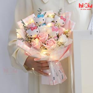 [SG Seller]Cartoon bouquet preserved flower gift Qixi Festival gift Valentines Day gift  birthday gift Teachers Day gift