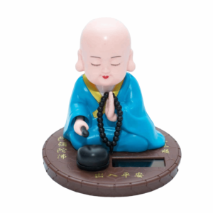 ALLURING Devout Prayer Solar Nodding Buddha Toys Nodding Wealth Coming Buddha Statue Creative Handcrafts Buddhist Monk Figurines Car Decoration