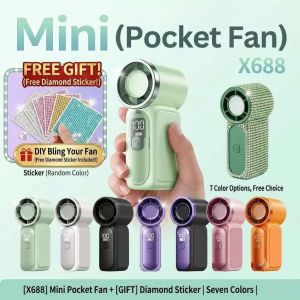 CS: XX688 Portable Turbo Mini Fan 100 Speeds Digital Display Type-C Rechargeable Free StickerX