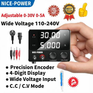 👍Fast Shipping+Free Gift👍KUAIQU AC110-220V DC Power Supply Adjustable 30V 5A Variable Stabilized Voltage Regulator for Mobile Phone Repair LED Strip 3D Printer & DIY Electronics with Rotary Encoder