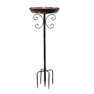Stake Vintage Metal Bird Bath Freestanding Design for Garden Patios Yard with Upgraded 4 Prong Base