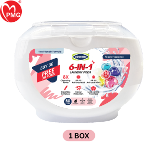 [LOGREEN] Laundry Pods 6 in 1 Peach 50s (30s+20s) - all in 1 (softlan + detergent)