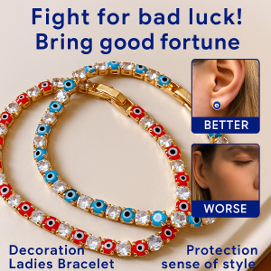 Evil Eye Rhinestone Geometric Bracelet Zircon Lucky Blue Eye Bracelet Evil Eye Lucky Bracelet Demon Eye Zircon Bracelet