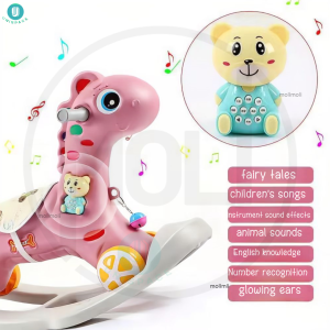2 in 1 Rocking Horse Rider Push Car Rocker Pony Trojan Toys Childrens Rocking Horse Trojan Kid Christmas Gift