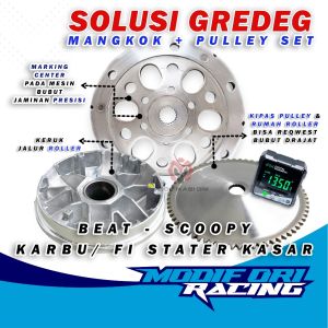 Mangkok Ganda Beat - Scoopy Pulley Bubut Custom Kirian CVT Racing Ori