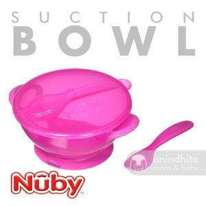 NUBY Easy Go Suction Bowl N Spoon Lid Mangkok dan Sendok Bayi Baby Bowl and spoon for Travelling