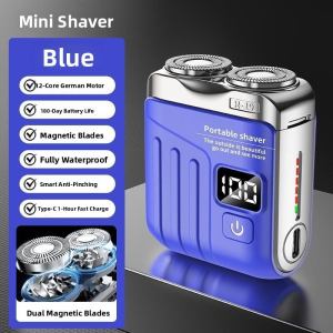 FCMONLEYTA Portable Electric Shaver For Men Miniature Double Ring Genuine Product German Design Steel Cannon Gift Idea