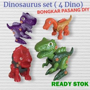 Mainan DIY dinosaurus bongkar pasang obeng baut SET isi 4 Rakitan Dino MURAH Loose Pack