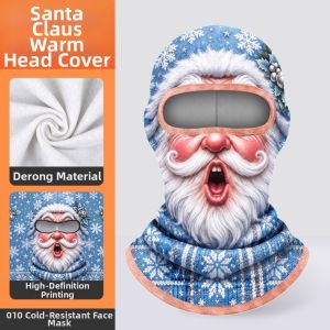 MIRELINA Ông già Noel Mũ trùm đầu hình cười In 3D Giữ nhiệt Khăn quàng cổ Trò đùa Chống gió. Khẩu trang Trượt tuyết