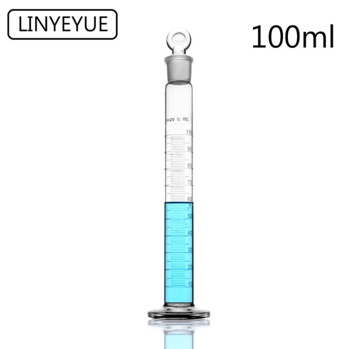 LINYEYUE 100mL Glass Graduated cylinder with stopper cap Measuring