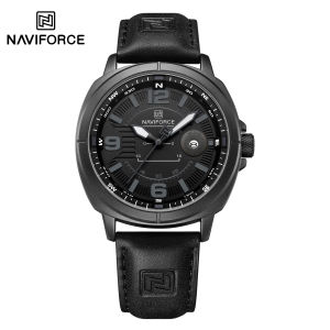 NAVIFORCE Original Quartz Watches For Men 30m Waterproof Casual Fashion Brand New Wristwatch  PU Leather Watch Date Luminous Digital Dial NF8078