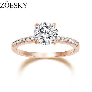 ZOESKY  925 Sterling Silver Rose Gold 1.25 CT Round Solitaire Cubic Zirconia Engagement Ring Halo Promise Ring for Women Fashion Rings Size 4-12