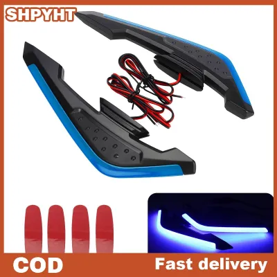 SHPYHT 2 chiếc cánh gió cố định với miếng dán trang trí dính Đèn Led Miếng dán cánh gió phía trước xe máy bộ cánh gió khí động học