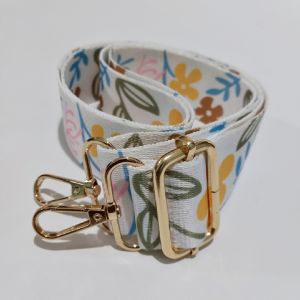 Tali Tas Selempang Bunga Putih Katun Tebal Kuat Lebar 4cm Panjang disesuaikan