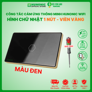 Công Tắc Cảm Ứng Wifi Hunonic Hình Chữ Nhật Viền Vàng 1 Nút
