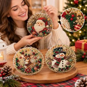 Momos life Christmas Diamond Painting Kit Pearl Beads Art Canvas Solid Wood Frame Diy Hanging Decor Relaxing Hobby Festive Home Handmade Gift