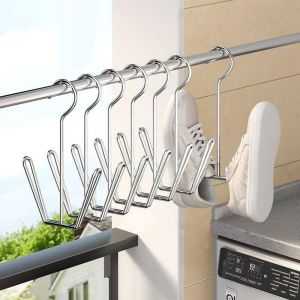 Stainless Steel Shoes Drying Hanger Shoes Drying Rack with 2 Clips Save Space Home Drying Shelf Storage Organizer