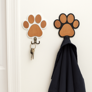 XUANY 2Pcs Wall Mounted Wooden Paw Print Wall Hook Non-slip Decorative Cat Claw Pattern Hook Cute Strong Load-bearing Cat Claw Coat Hooks for Home