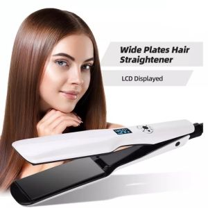 Wide Plates Hair Straightener Iron Heavy Duty Original For Rebond Set Hair Curler And Straightening Styler Hair Iron 2 in 1 Salon Hair Iron Straightener Professional LCD Display Tourmaline Ceramic Intelligent Lock PTC Fast Heating Wide Plate
