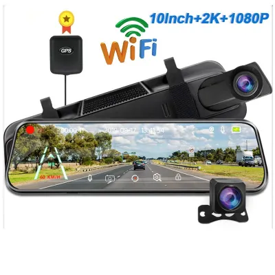 Camera hành trình Gương chiếu hậu kết nối Wifi màn hình 10 inch FHD.