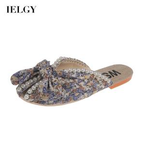 IELGY slippers womens flat all-match slip-on lazy floral half drag