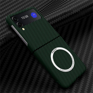 For Samsung Z Flip 4 Case Business Carbon Fiber Magnetic Phone Cases for Samsung Galaxy Z Flip 3 4 5G Hard PC Back Cover