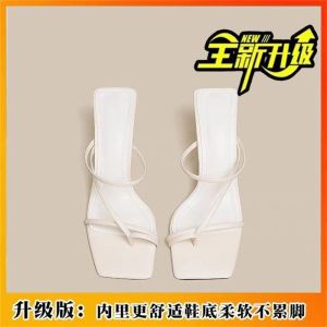 [Free Shipping] Stylish Solid-Color Slip-On Sandals With A Raised Heel And Non-Slip Sole Perfect For Summer And Easy To Match With Everyday Outfits